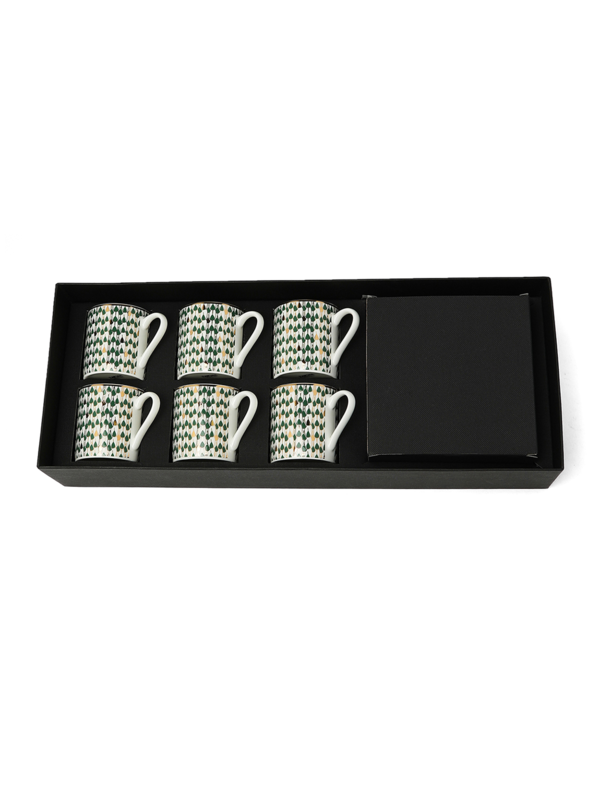 كوب إسبريسو مع صحن نحاسي غير لامع بلون أخضر سويرل مجموعة من 6