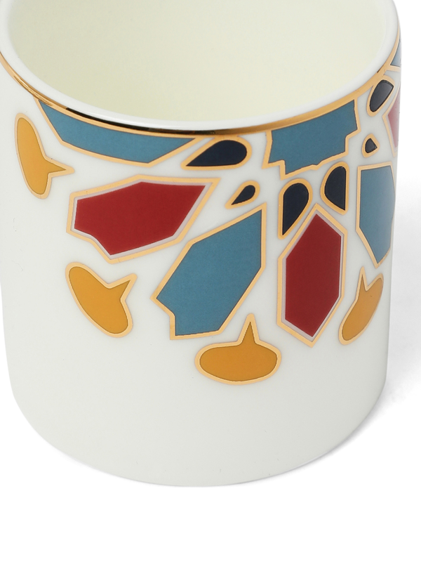 كوب إسبريسو مع صحن بتصميم زجاج معشق ياقوتي مجموعة من 6