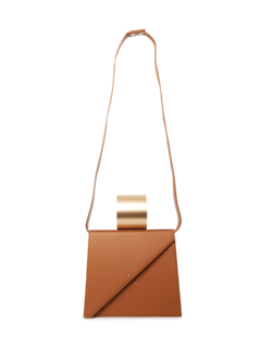 Contemporary Handbag with Metallic Handle