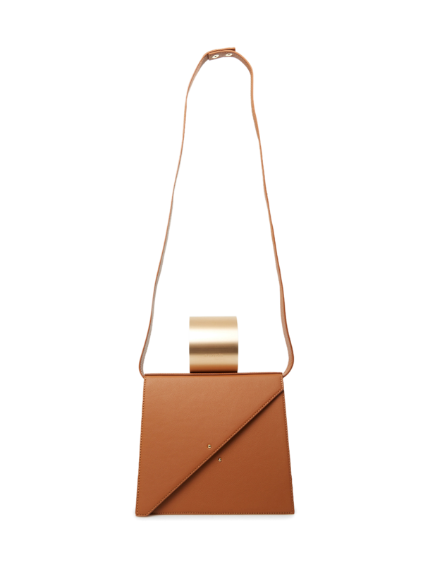 Contemporary Handbag with Metallic Handle