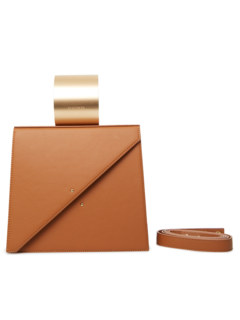 Contemporary Handbag with Metallic Handle