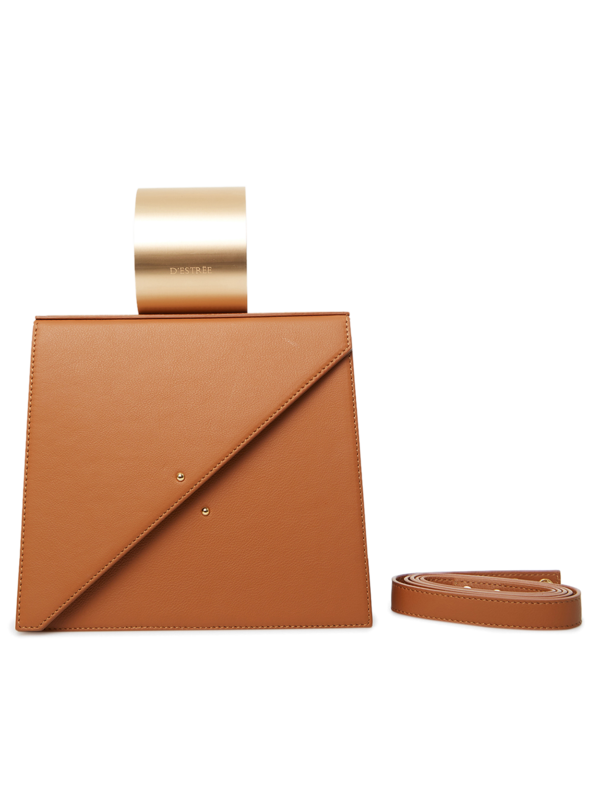Contemporary Handbag with Metallic Handle