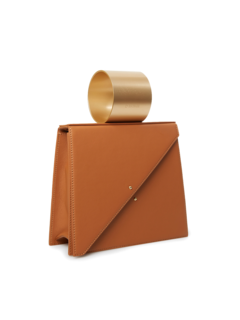 Contemporary Handbag with Metallic Handle