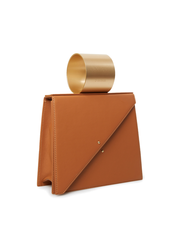 Contemporary Handbag with Metallic Handle