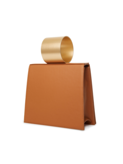 Contemporary Handbag with Metallic Handle