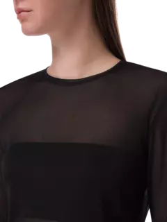 بلوزة شفافة بأكمام طويلة من الشاش مزينة بثنيات