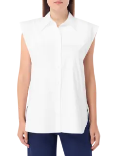 قميص من قماش البوبلين المعاد تدويره بدون أكمام