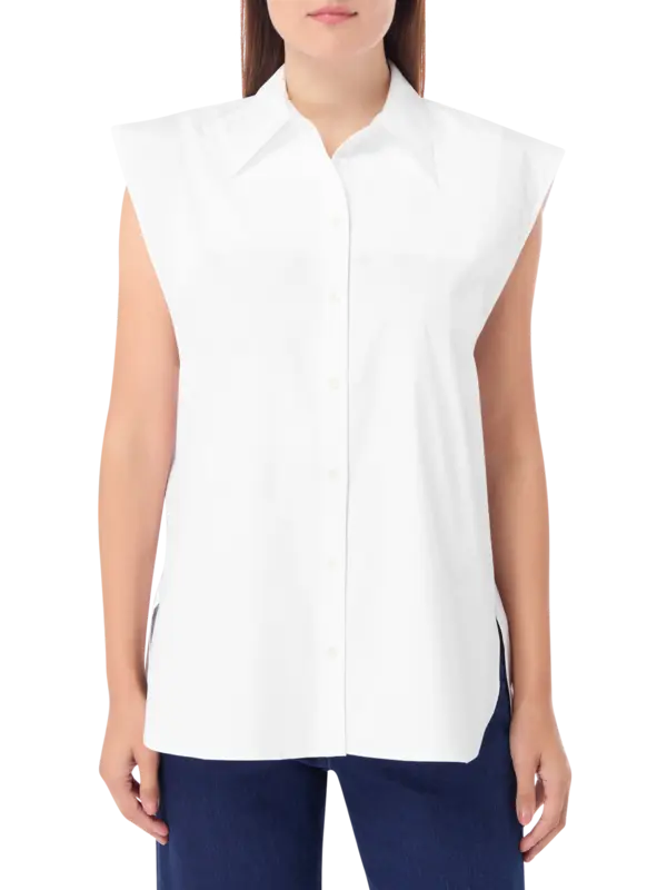 قميص من قماش البوبلين المعاد تدويره بدون أكمام