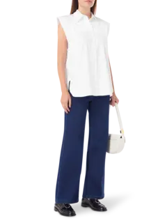 قميص من قماش البوبلين المعاد تدويره بدون أكمام