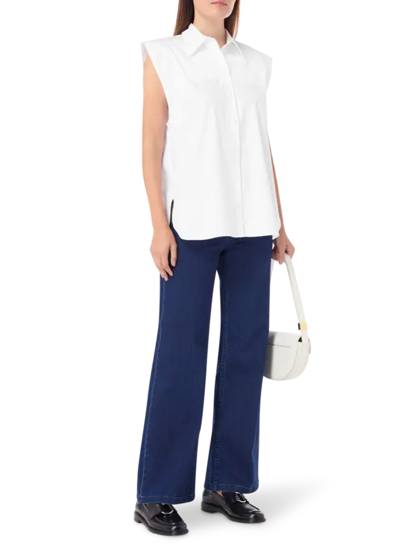 قميص من قماش البوبلين المعاد تدويره بدون أكمام