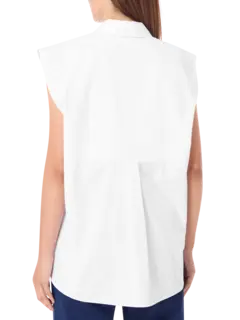 قميص من قماش البوبلين المعاد تدويره بدون أكمام