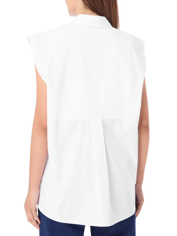 قميص من قماش البوبلين المعاد تدويره بدون أكمام