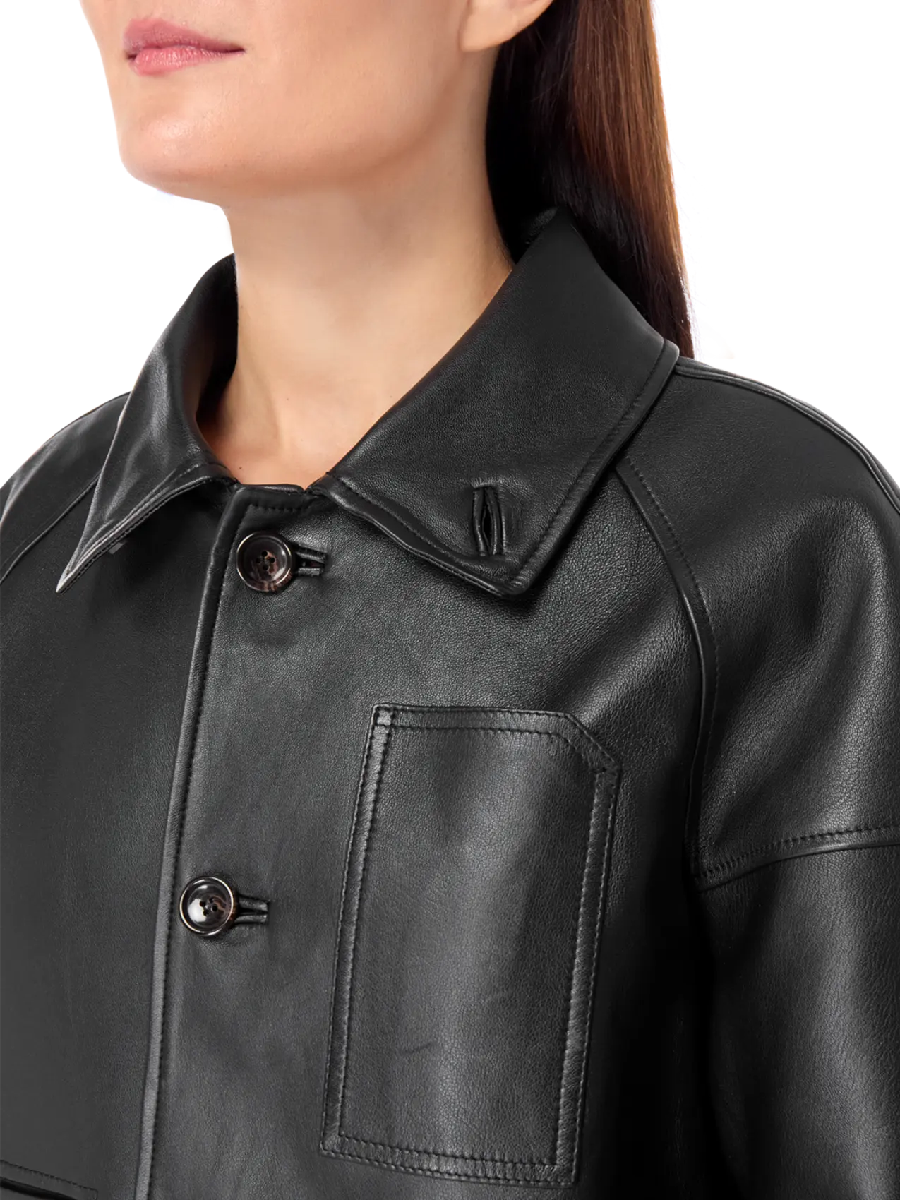 Api Maria Tibi Tibi Leather Carcoat with Detachable Collar | THAT