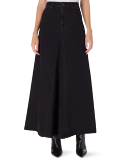 تنورة جينز جوديت طويلة بلون أسود