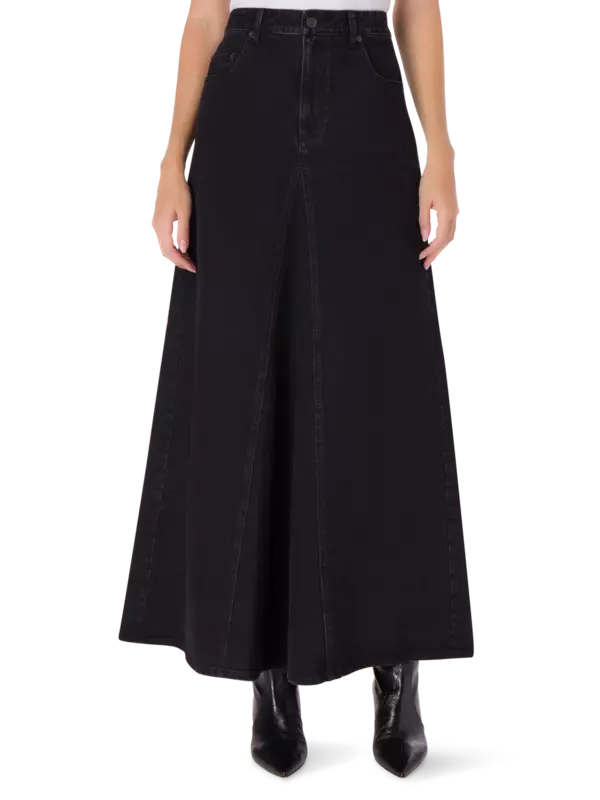 تنورة جينز جوديت طويلة بلون أسود