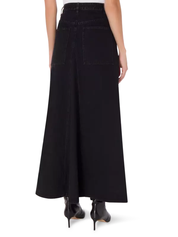 تنورة جينز جوديت طويلة بلون أسود