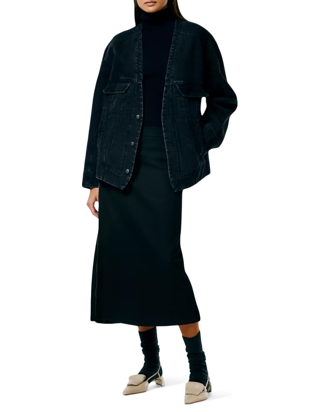 Api Maria Tibi Tibi Black Denim Convertible Jeans Jacket | THAT