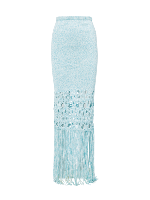 تنورة كروشيه مزينة بشراشيب