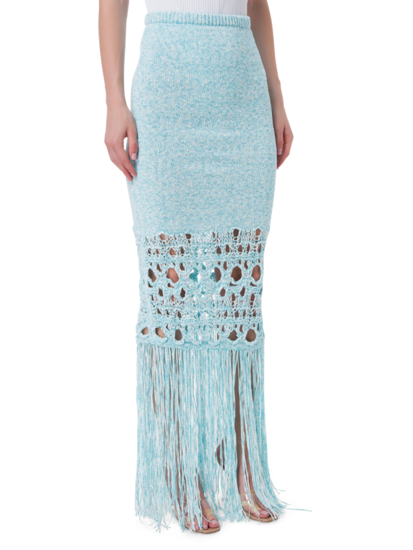 تنورة كروشيه مزينة بشراشيب