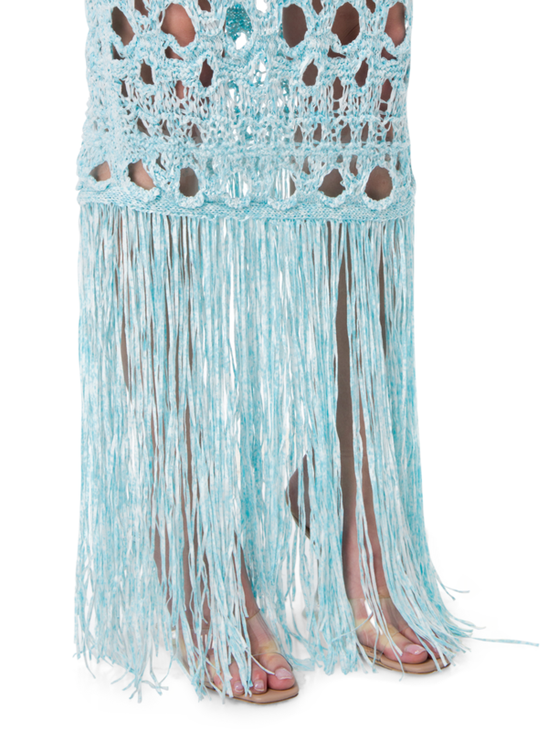 تنورة كروشيه مزينة بشراشيب