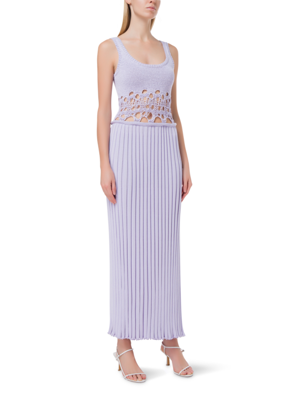 فستان بدون أكمام مزين بكسرات من الكروشيه