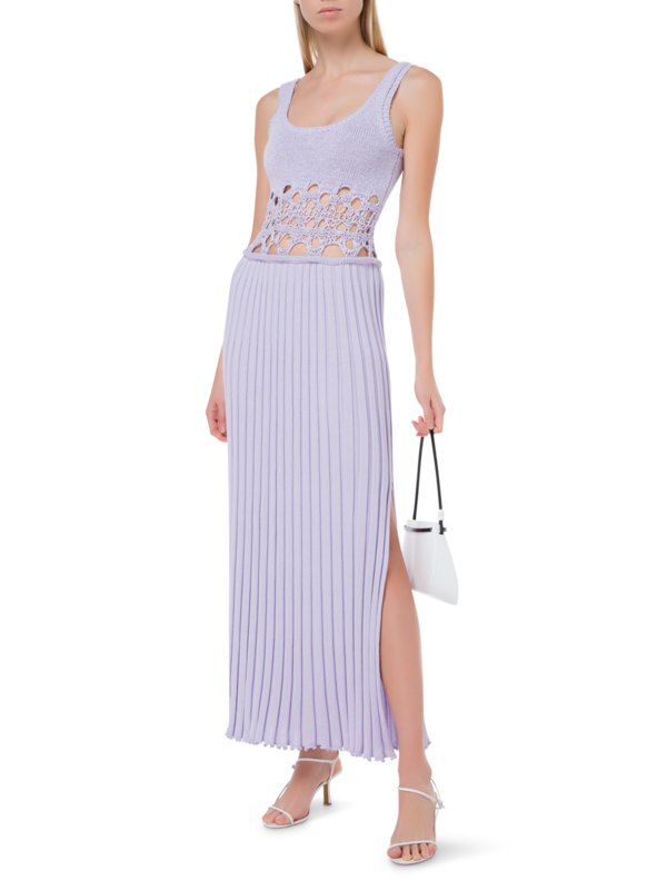 فستان بدون أكمام مزين بكسرات من الكروشيه