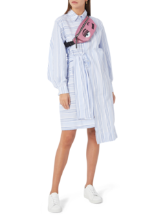 Light Blue Striped Assymetric Shirt-Dress