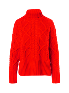 سترة رو محبوكة بنمط كابل وبياقة عالية