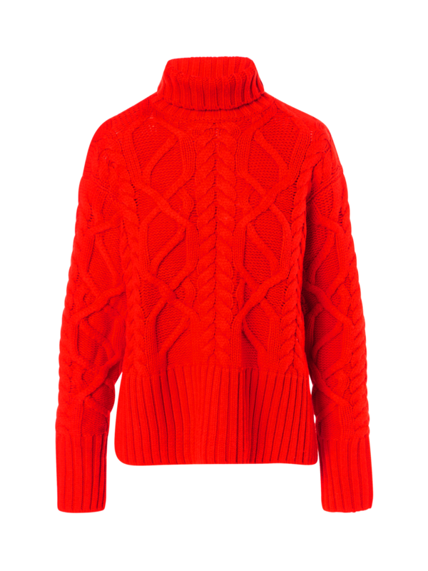 سترة رو محبوكة بنمط كابل وبياقة عالية