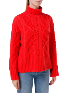 سترة رو محبوكة بنمط كابل وبياقة عالية