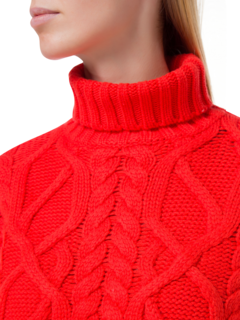 سترة رو محبوكة بنمط كابل وبياقة عالية