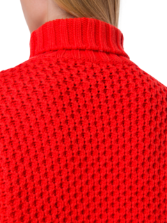 سترة رو محبوكة بنمط كابل وبياقة عالية