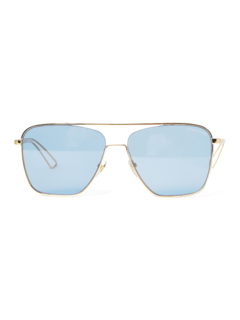 Metallic Gold-Blue Square Frame Sunglasses