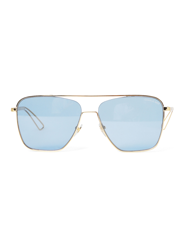 Metallic Gold-Blue Square Frame Sunglasses