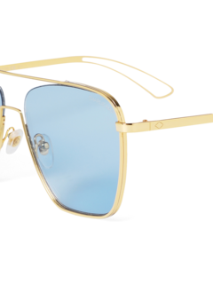 Metallic Gold-Blue Square Frame Sunglasses