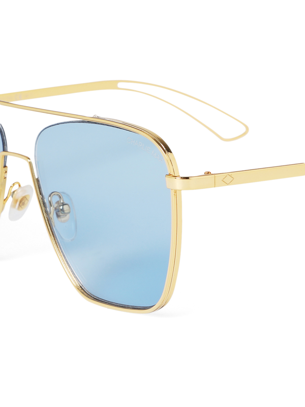 Metallic Gold-Blue Square Frame Sunglasses