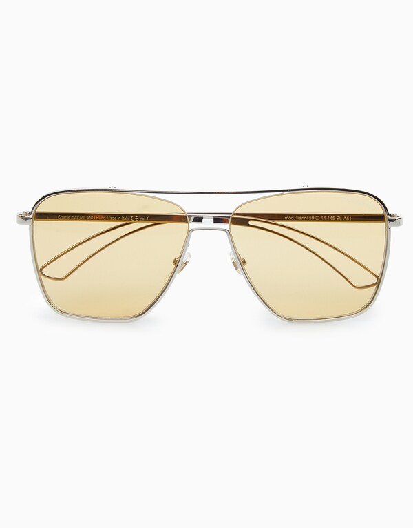 Silver/Brown Aviator Sunglasses