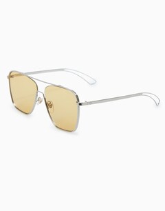 Silver/Brown Aviator Sunglasses