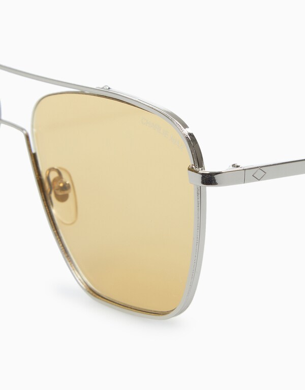 Silver/Brown Aviator Sunglasses