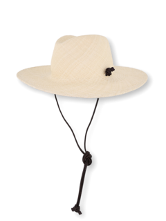 Beige Straw Hat With Black Strap