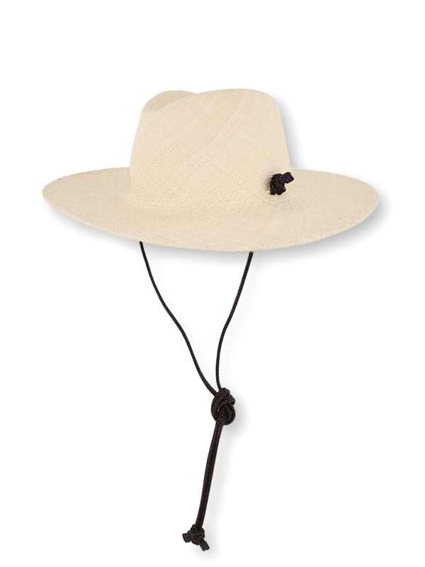 Beige Straw Hat With Black Strap