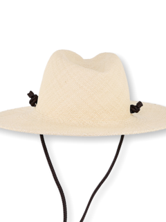 Beige Straw Hat With Black Strap