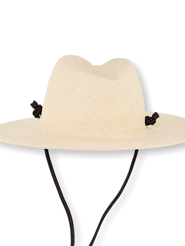 Beige Straw Hat With Black Strap