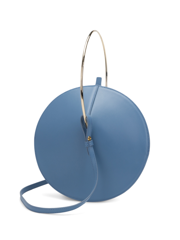 Leather Crossbody Flask Bag with Silver Handle