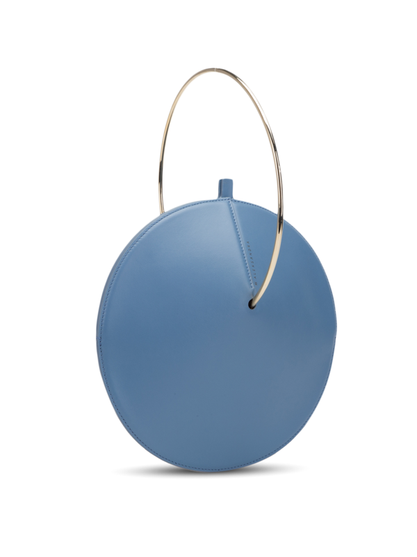 Leather Crossbody Flask Bag with Silver Handle