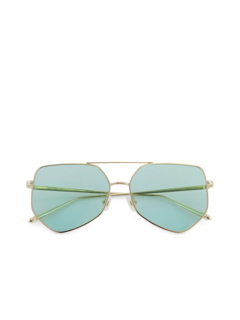 Large flat hexagonal aviators sunglasses
