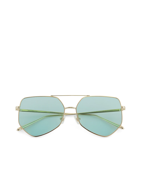 Large flat hexagonal aviators sunglasses