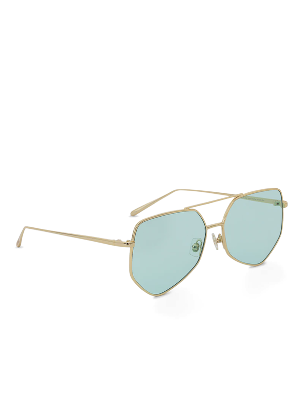Large flat hexagonal aviators sunglasses