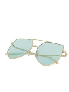 Large flat hexagonal aviators sunglasses