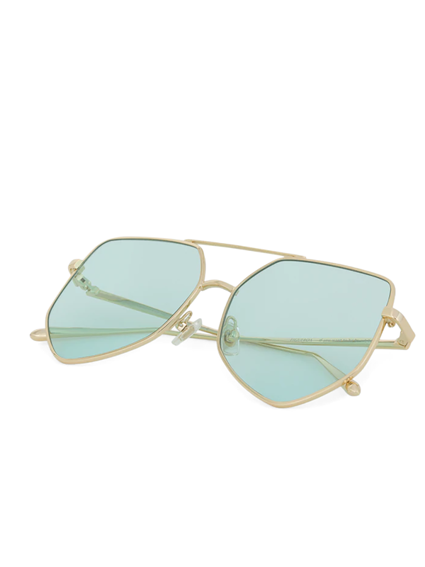 Large flat hexagonal aviators sunglasses